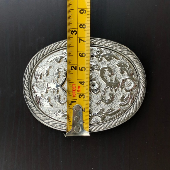 Plain vintage belt buckle removable silver cowboy - Picture 4 of 8